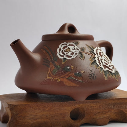 Zhou Wei Wang master handmade Shi Piao Peony teapot
