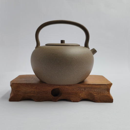 Master Yin Jiaji handmade green grey clay apple beam-lifting teapot