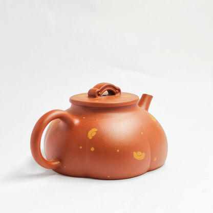 Vermilion Clay Golden Snail Chrysanthemum Petal Teapot