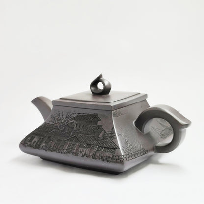Square Prismatic Water Town Ink Rhyme Teapot