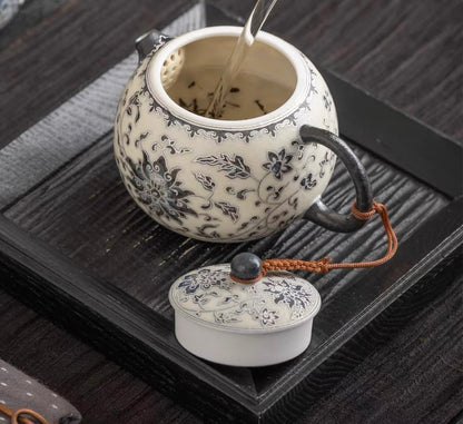 Blue-and-white lotus ceramic teapot household beauty pot