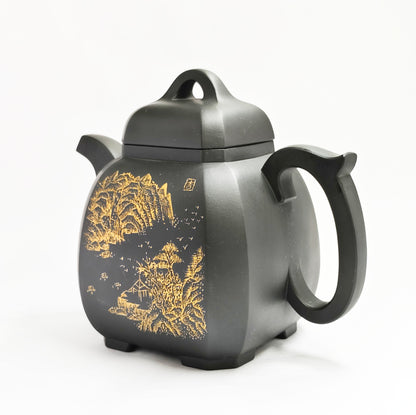 Black Gold Landscape Shui Ling Yun Teapot