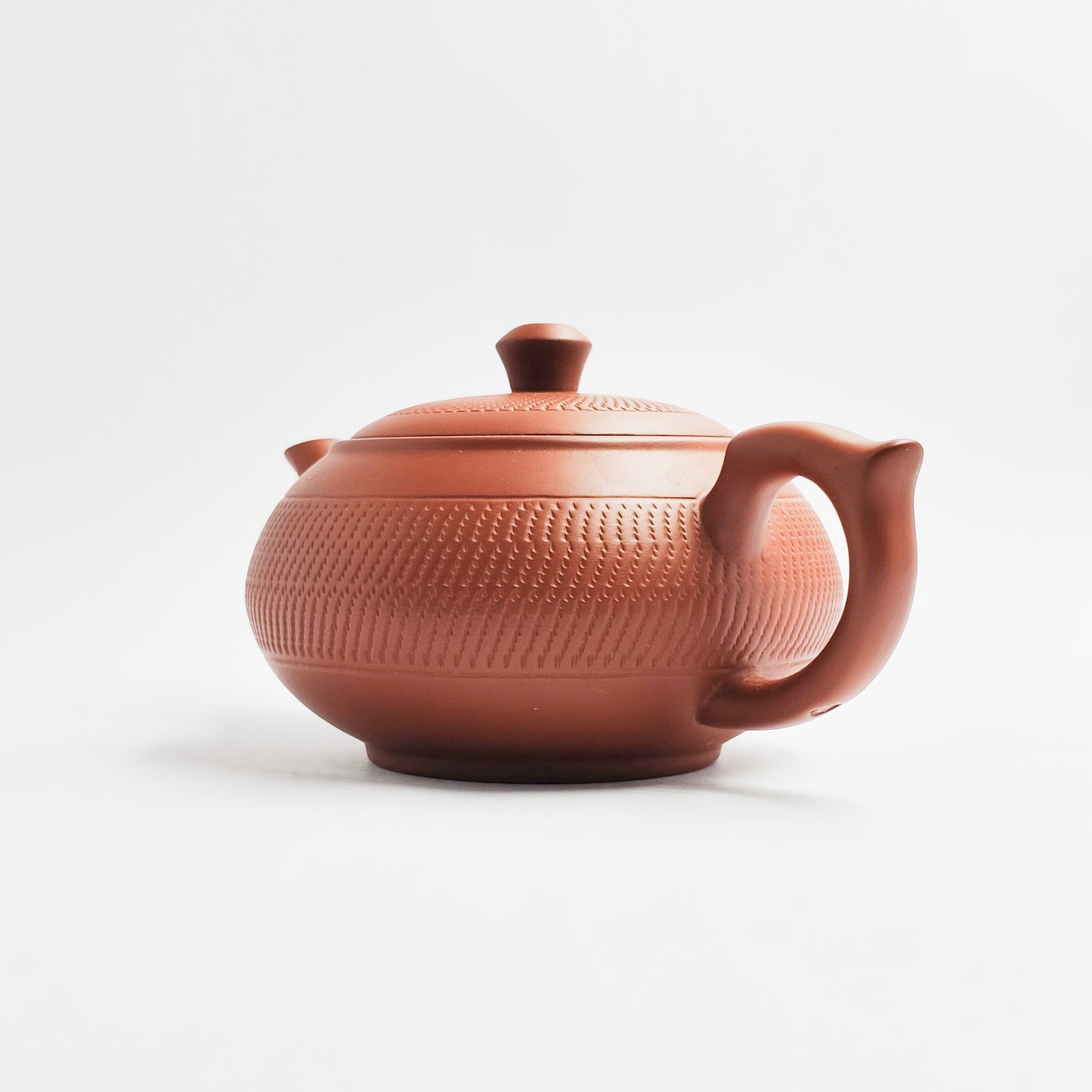 Zhuni Clay Teapot with Brocade Pattern Flat Belly Style