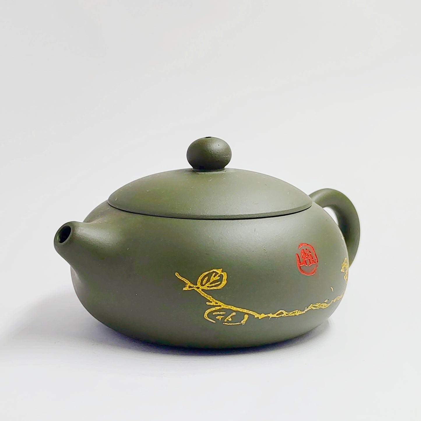 Emerald Branch and Spirited Bird Elegant Charm Teapot
