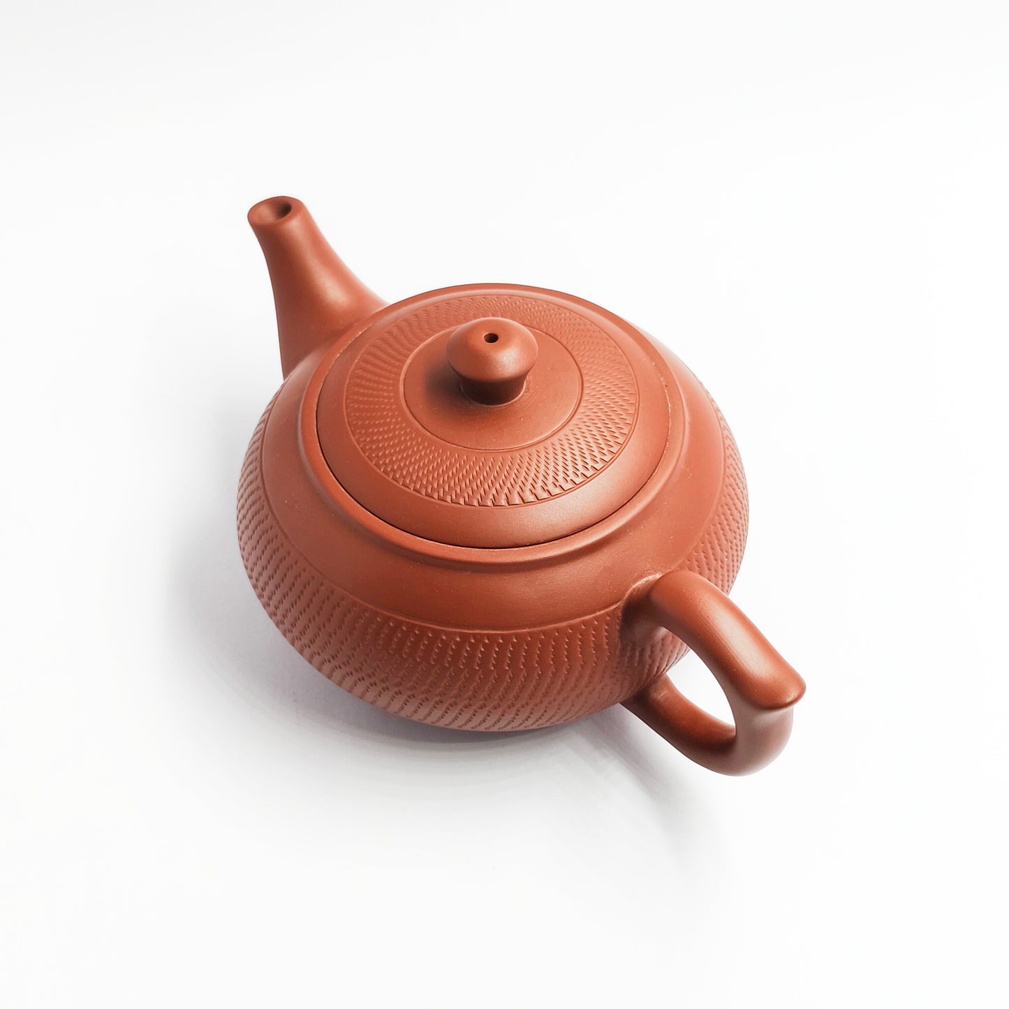 Zhuni Clay Teapot with Brocade Pattern Flat Belly Style