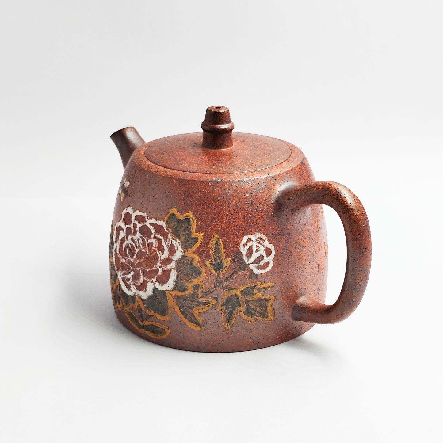 Zhou Wei Wang master handmade Peony teapot