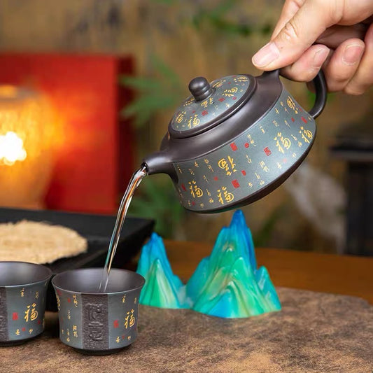 Yixing raw ore purple mud stone ladle Baifu teapot