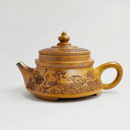 Three-footed Teapot with Lotus and Carp Symbolizing Auspiciousness