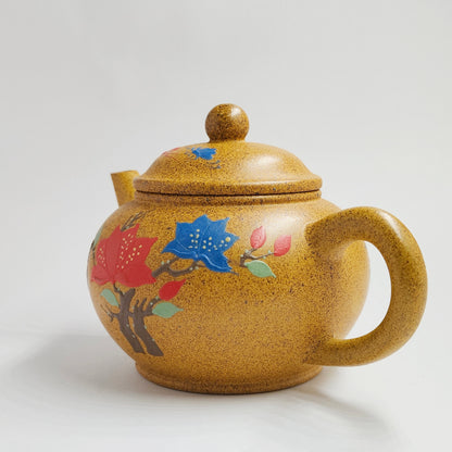 Duan Ni Teapot with Colorful Flowers in Bloom in Shuiping Shape