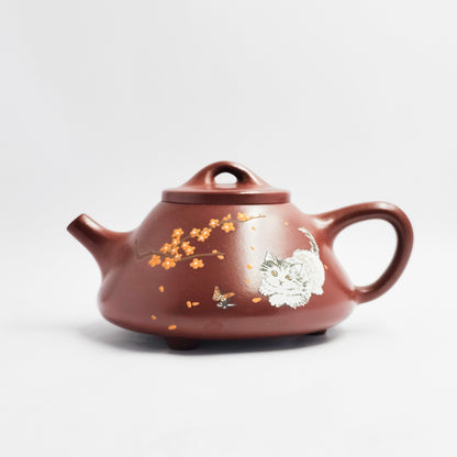 Shipiao Teapot with a Cat Frolicking Among Plum Blossoms