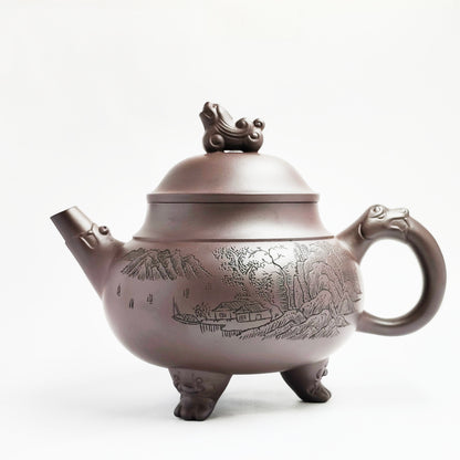 Auspicious Beast Landscape Tripod Teapot