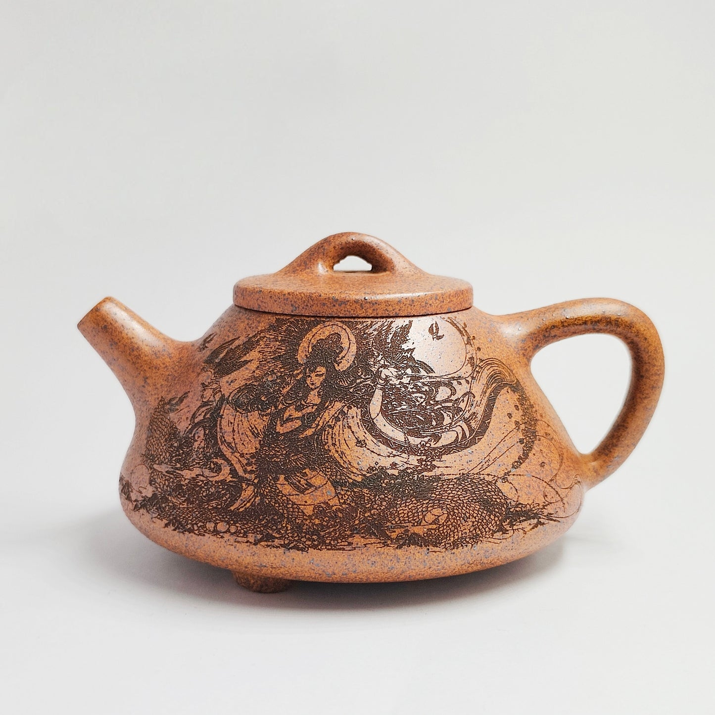 Duan Ni Teapot with Auspicious Dragon and Guanyin
