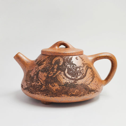 Duan Ni Teapot with Auspicious Dragon and Guanyin