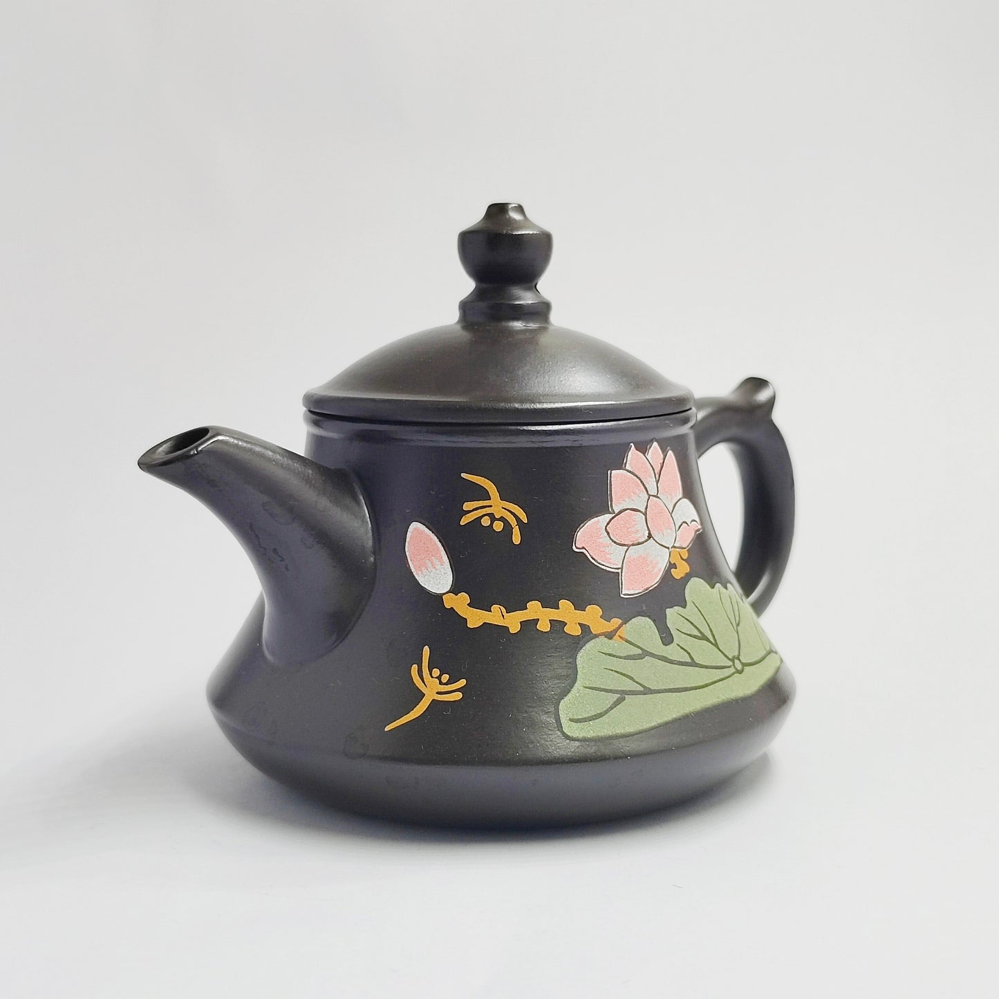 Ink-toned Teapot with Lotus Breeze and Zen Charm