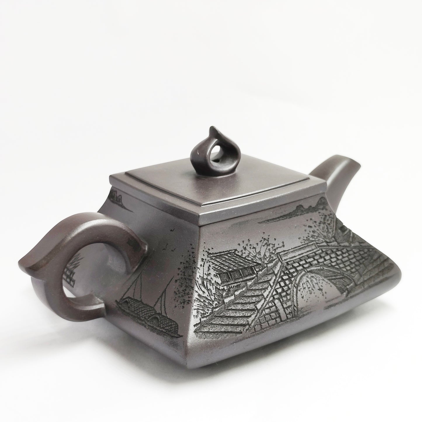 Square Prismatic Water Town Ink Rhyme Teapot