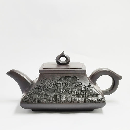 Square Prismatic Water Town Ink Rhyme Teapot