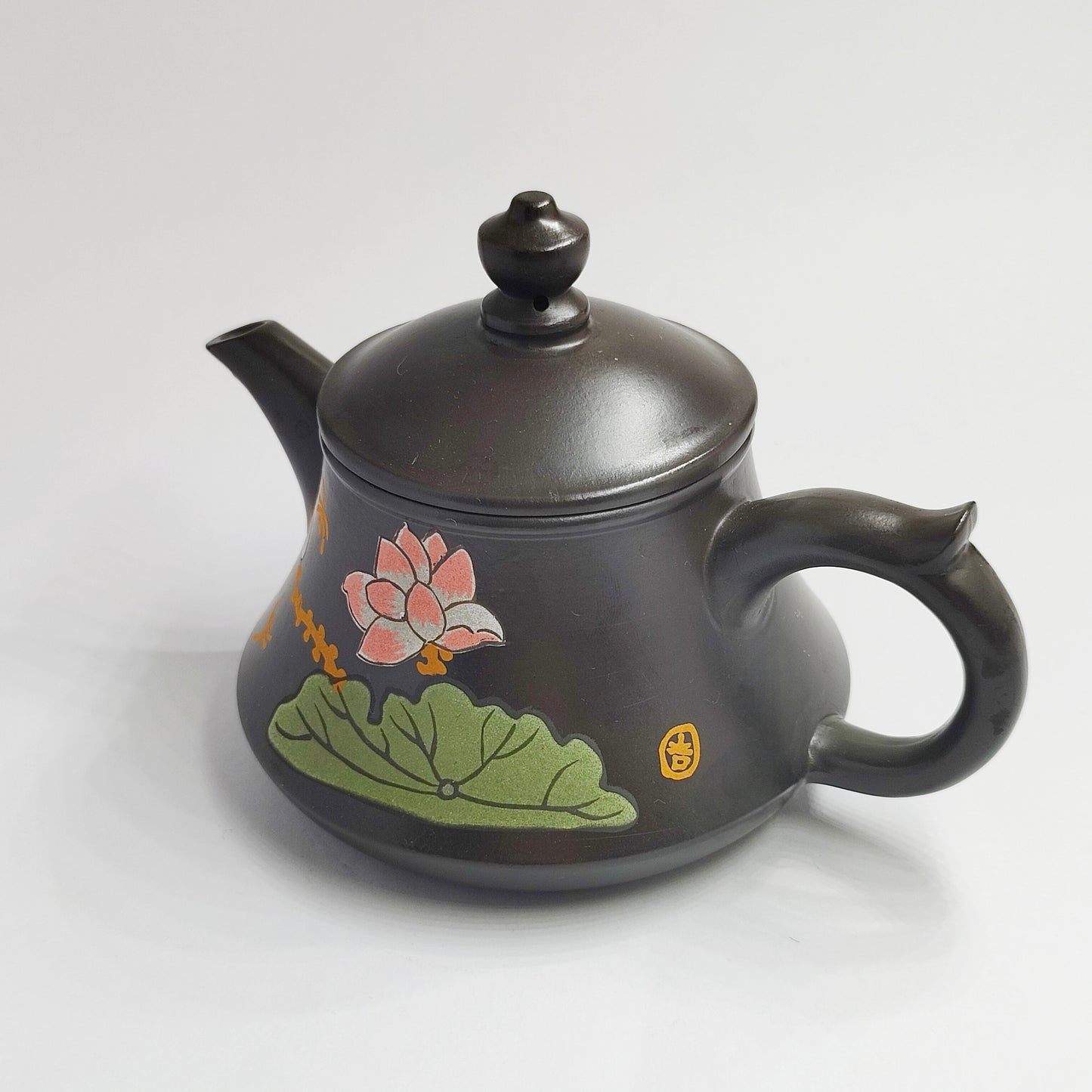 Ink-toned Teapot with Lotus Breeze and Zen Charm