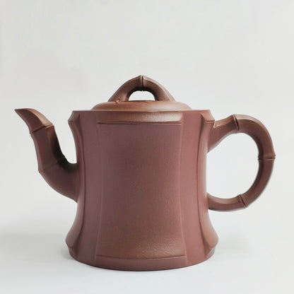 Purple Clay Bamboo Joint Square Bell Teapot