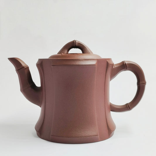 Purple Clay Bamboo Joint Square Bell Teapot