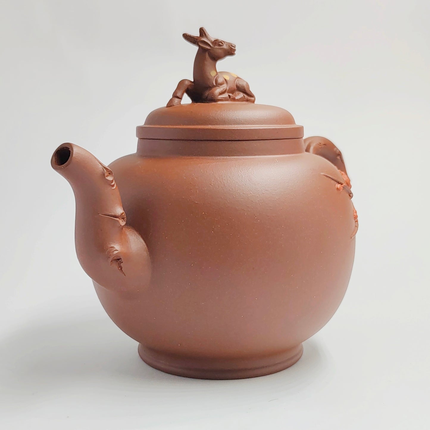 Purple Clay Plum Blossom and Deer Auspicious Teapot