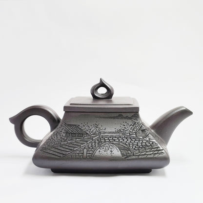Square Prismatic Water Town Ink Rhyme Teapot