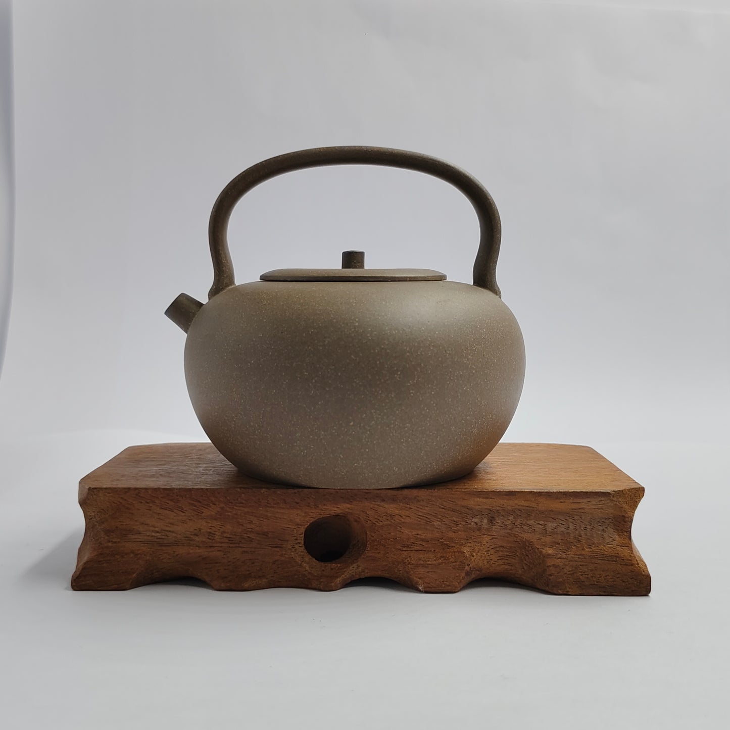 Master Yin Jiaji handmade green grey clay apple beam-lifting teapot