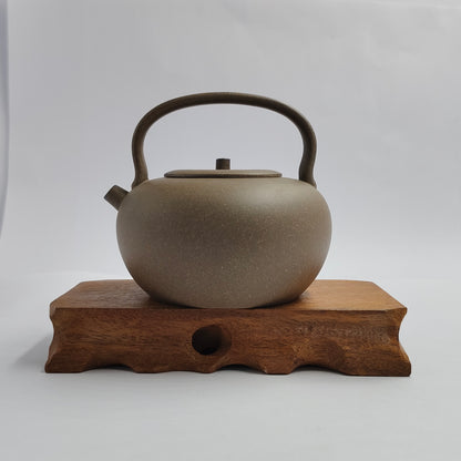 Master Yin Jiaji handmade green grey clay apple beam-lifting teapot