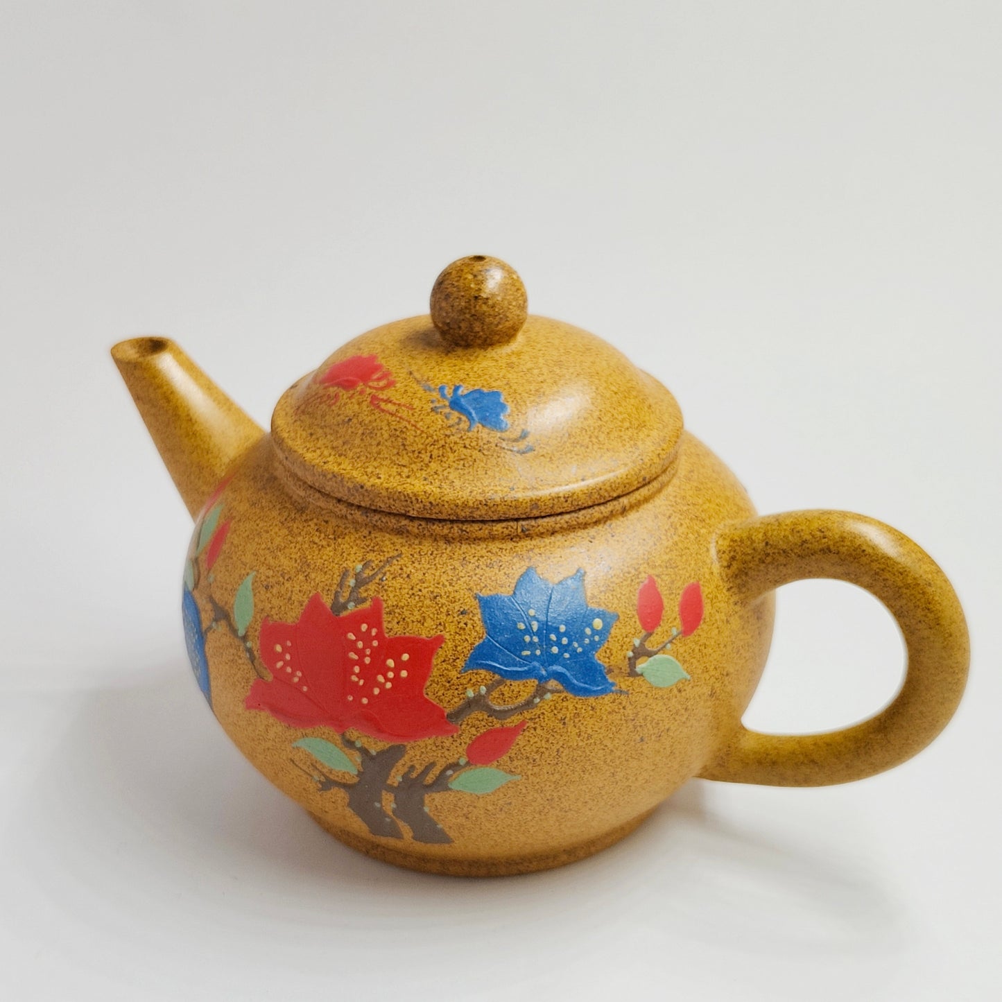 Duan Ni Teapot with Colorful Flowers in Bloom in Shuiping Shape